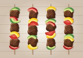 Brochette Meat Vegetable vector