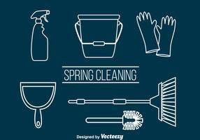 Spring Cleaning Outline Vector