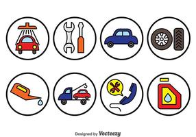 Iconos del círculo de la reparación del coche