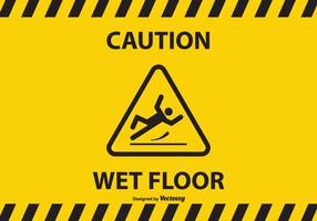 Caution Wet Floor Vector Background