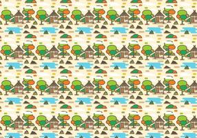 Rural Shack with Lake Pattern Vector