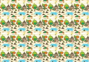 Rural Shack with Lake Pattern Vector