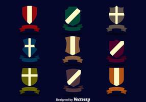 Shield With Ribbon Vector Set