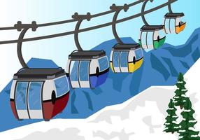 Cable Car In Snow Mountain Vector