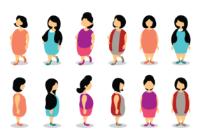 Plus Size Girls Cartoon vector