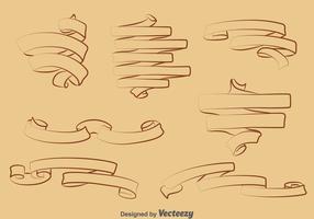 Vintage Hand Drawn Ribbon Vector Set