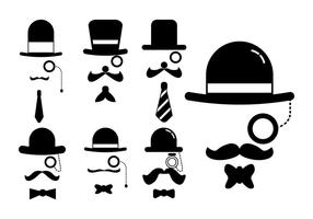 Man With Hat and Mustache Character Set vector