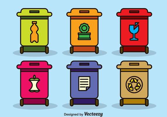 Colorful Recycle Bins Vector