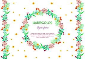 Vector Watercolor Thyme Frame and Border