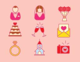 Wedding Planner Element Icons Vector