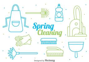 Spring Cleaning Line Style Vector