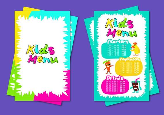 Kids Menu Template Vector