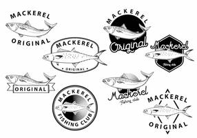 Mackerel Badge Set vector