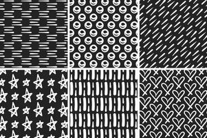 Hand Drawn Monocromatic Vector Patterns