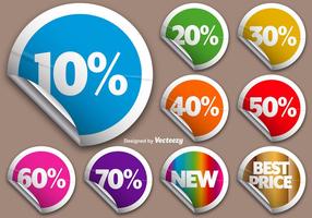 Vector Set Of Colorful Rounded Promotional Stickers