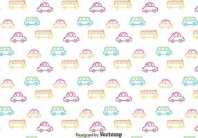 Colorful Hand Drawn Cars Pattern vector