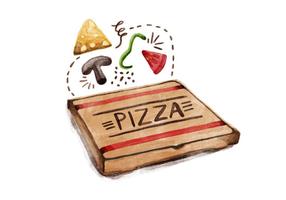Free National Pizza Day Watercolor Vector