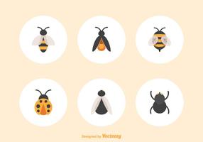 Iconos libres planos del vector del insecto