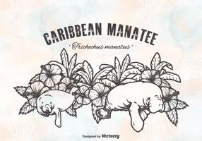 Diseño libre del vector de los manatíes del Caribe