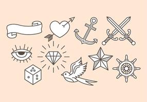 Iconos del tatuaje de la escuela vieja vector