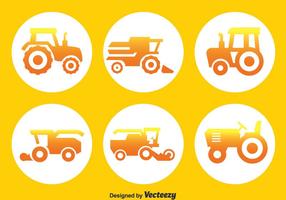 Tractors Circle Icons vector