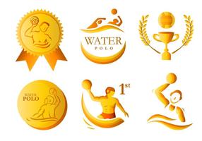 Conjunto de vectores medalla de oro de polo de agua