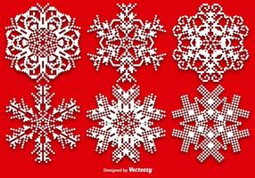 Vector Set Of Pixelated Snowflakes