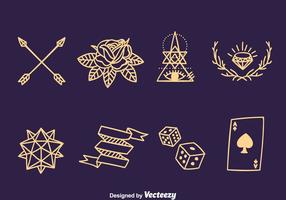 Old School Line Tattoo Collection Vector