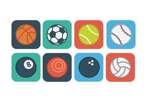 Iconos libres planos de la bola del deporte vector