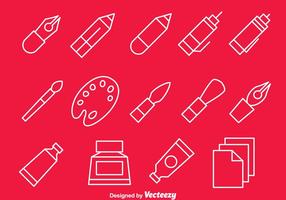 Drawing Tools Line Icons Vector