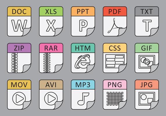 File Types Line Icons