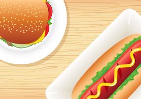 Burger y Hotdog vector