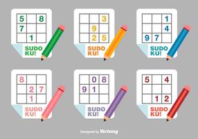 Iconos de vector plano de Sudoku