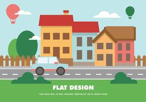 Flat Happy Cityscape Vector Background