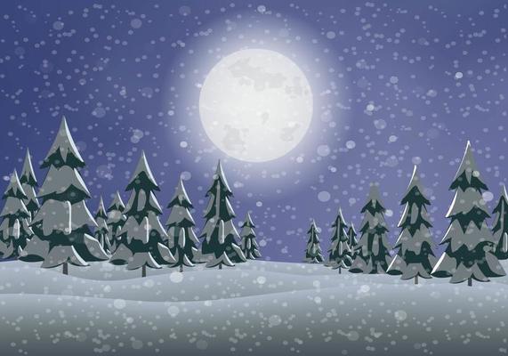 Snowy Pine Tree Landscape Vector