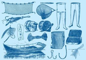 Vintage Fishing Tools vector