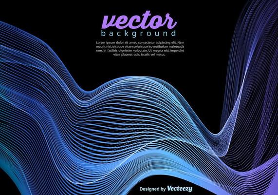 Vector Blue Wave Template On Black Background 