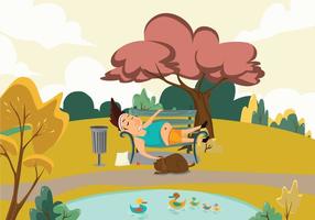 Tired Runner in Park Vector