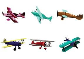 Multicolor Biplane Vector