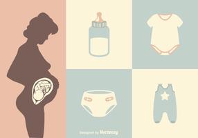 Iconos del vector de la mamá embarazada