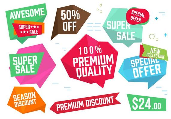 Free Origami Design Vector Labels