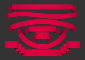 Vector Set Simple Red Ribbons