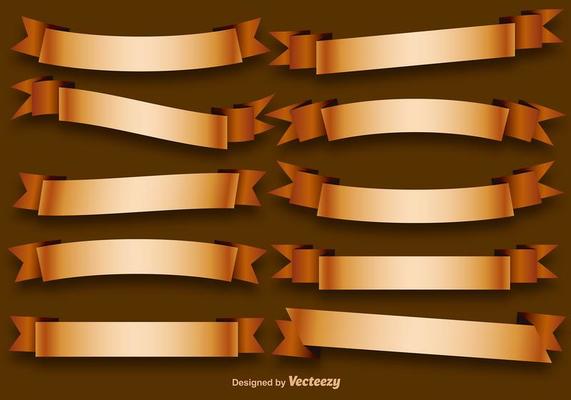 Vector Set Of Golden Ribbons