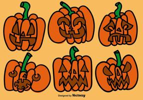 Cartoon Pumpkins Vector Set