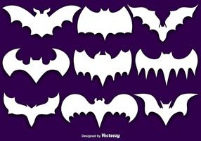 Vector Set Of White Bat Silhouettes