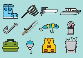 Cute Fishing Icons vector