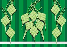 Ilustración de Ketupat Rice Dumpling sobre fondo verde vector