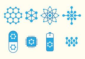 Iconos de conjunto de nanotecnología vector