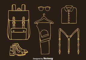 Man Accessories Line Icons Vector