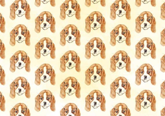 Vector Watercolor Dog Pattern